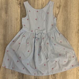 H&M Blue Sleeveless Cherry Sundress with Pleated Design